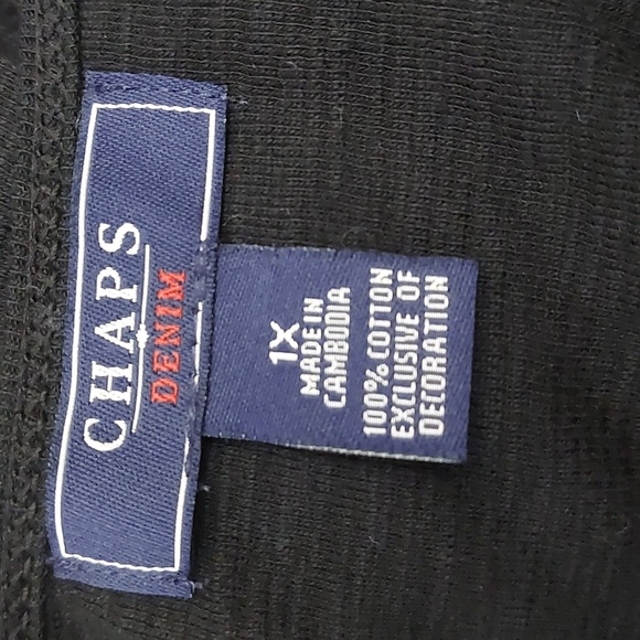 CHAPS Lace Accent Black Marled 3/4 Sleeves Sleeve Henley Shirt Size 1X - Picture 6 of 7